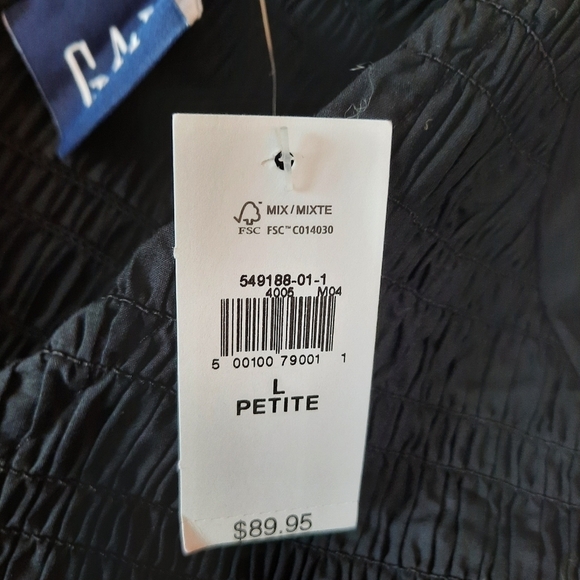 🛍 NWT GAP Flutter Sleeve Eyelet Mini Dress black smocked top size large petite - Picture 14 of 16